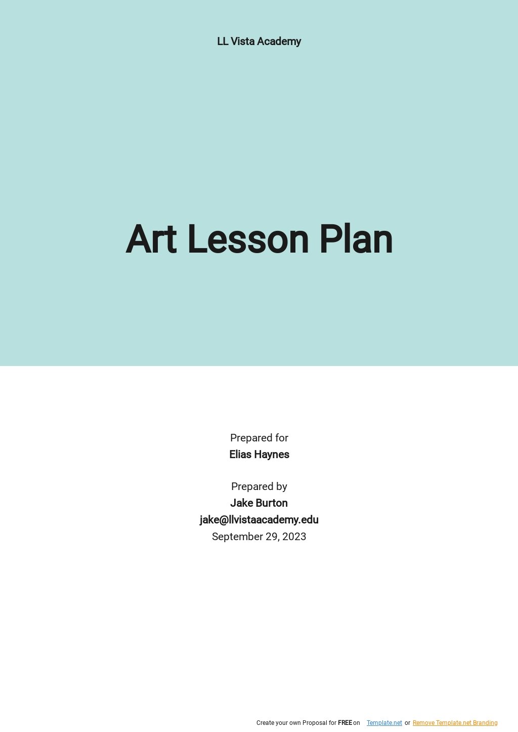 Free Art Lesson Plan Template