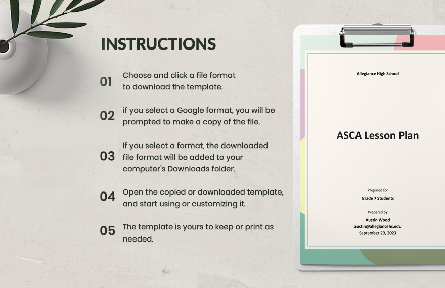 ASCA Lesson Plan Template