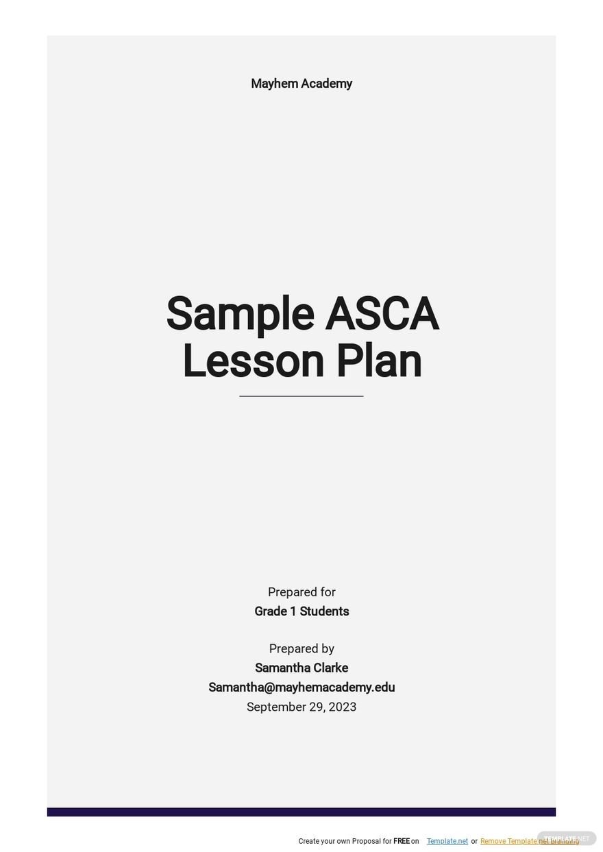 Free Sample ASCA Lesson Plan Template