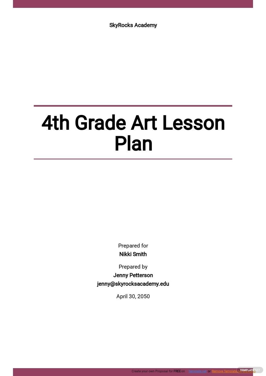 4th Grade Art Lesson Plan Template