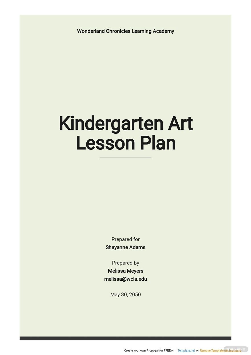 Kindergarten Art Lesson Plan Template
