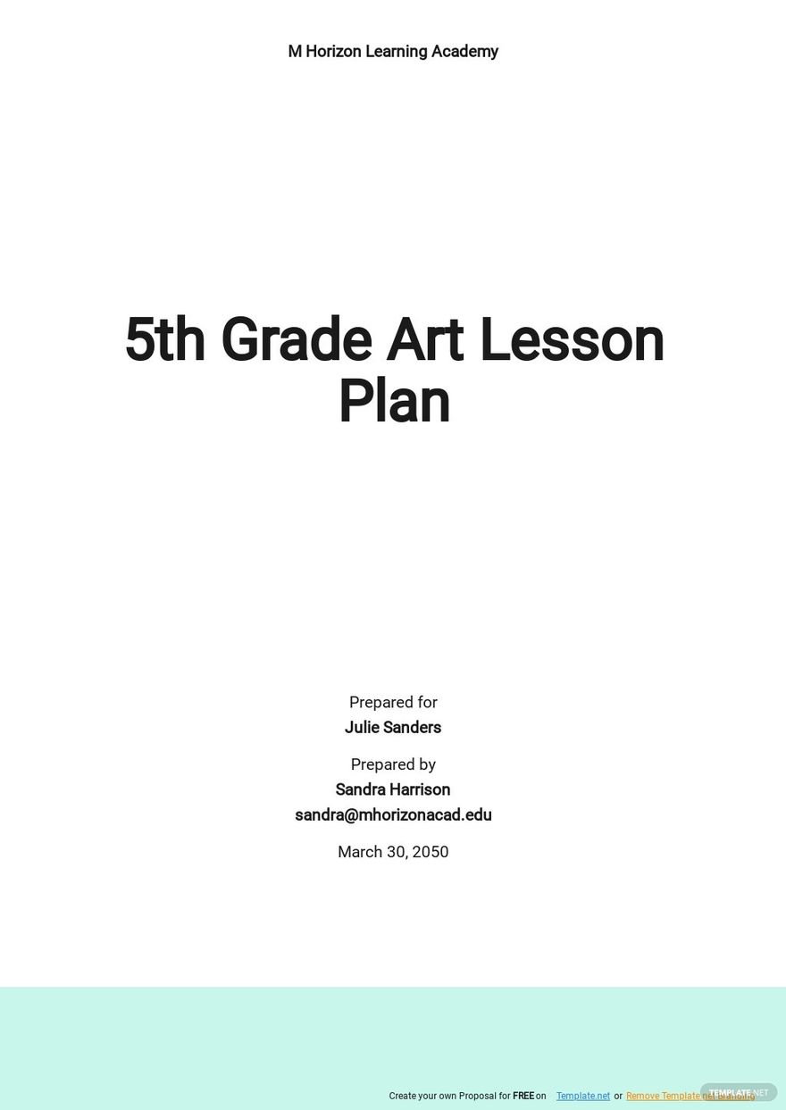 5th Grade Art Lesson Plan Template