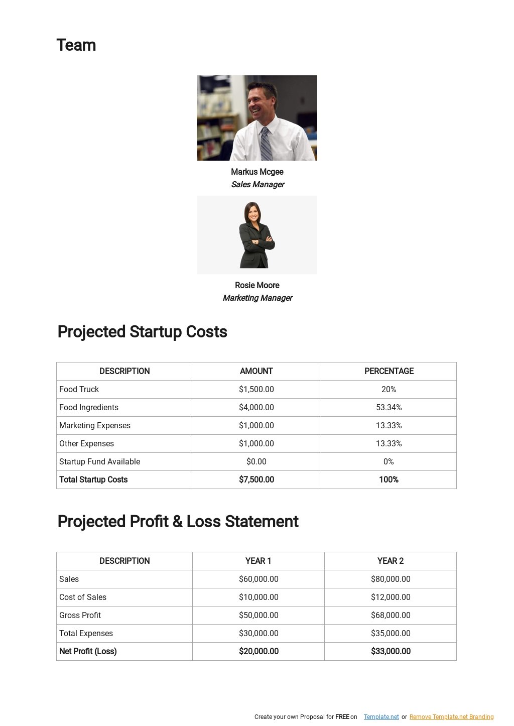 mobile food truck business plan template