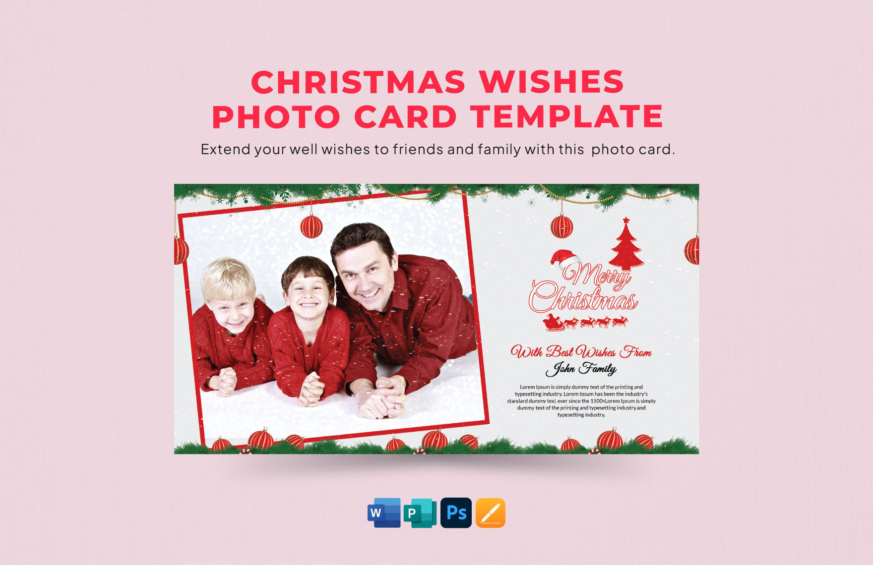 Christmas Wishes Photo Card Template