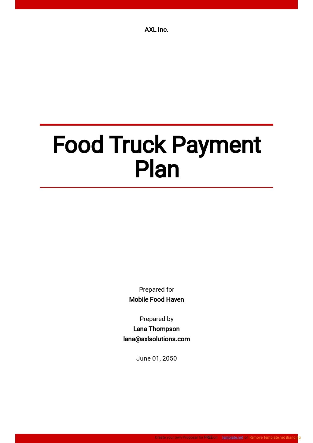 food truck business plan template pdf