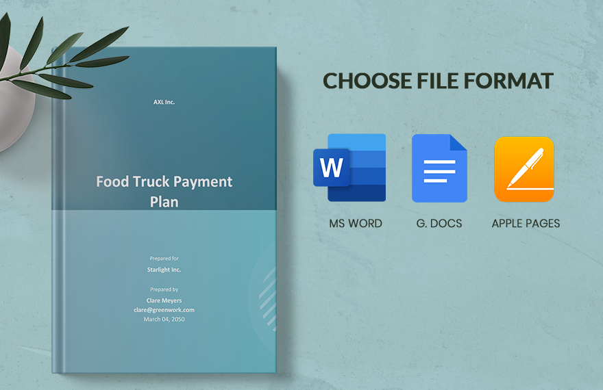 Food Truck Payment Plan Template