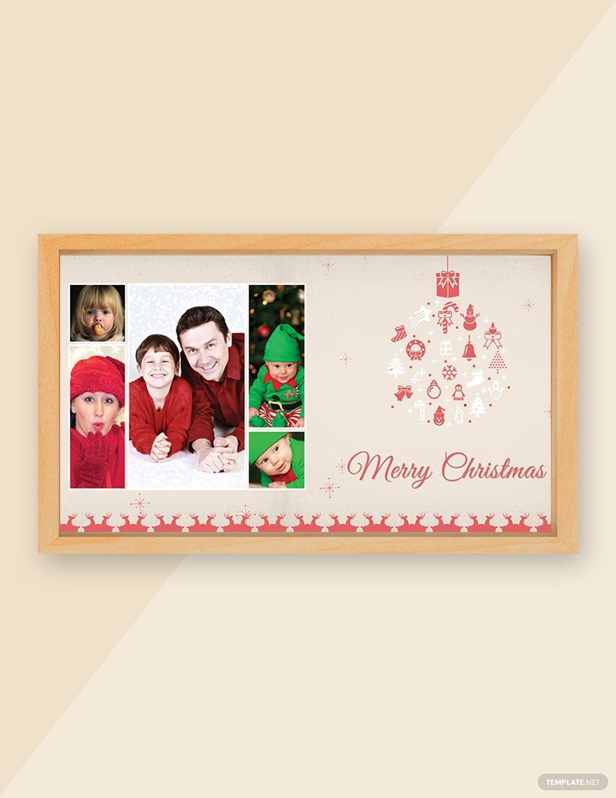 Free Merry Christmas Family Photo Card Template