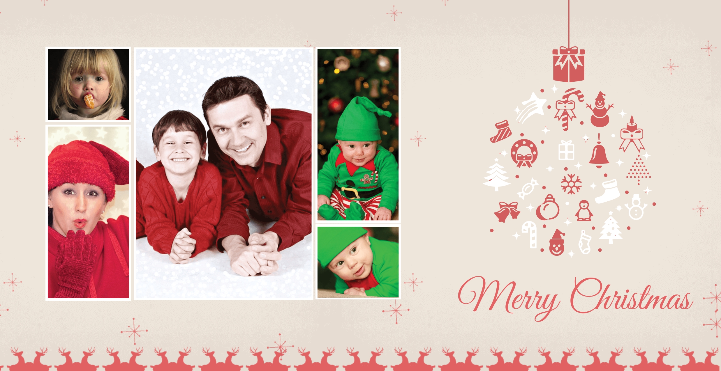 Free Merry Christmas Family Photo Card Template