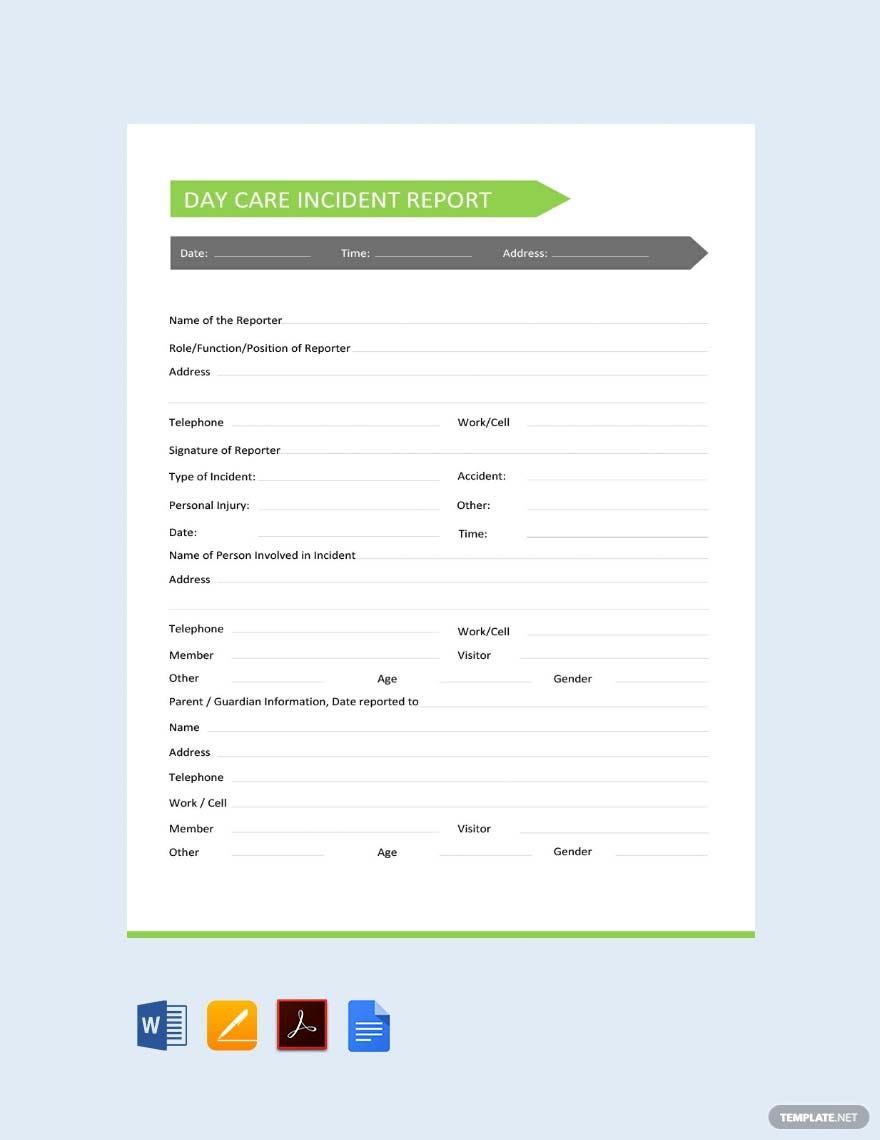 Daycare Incident Report Template
