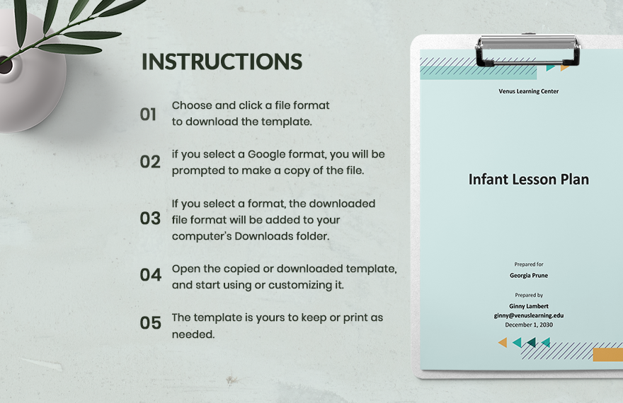 Simple Infant Lesson Plan Template