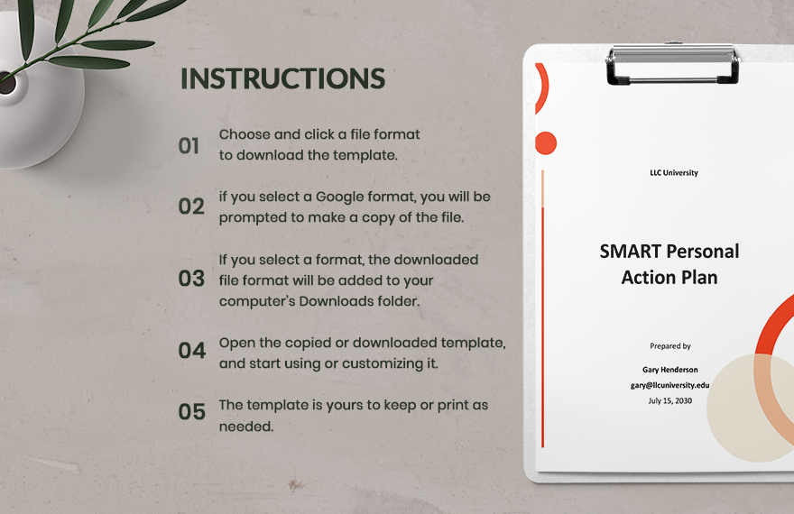 SMART Personal Action Plan Template
