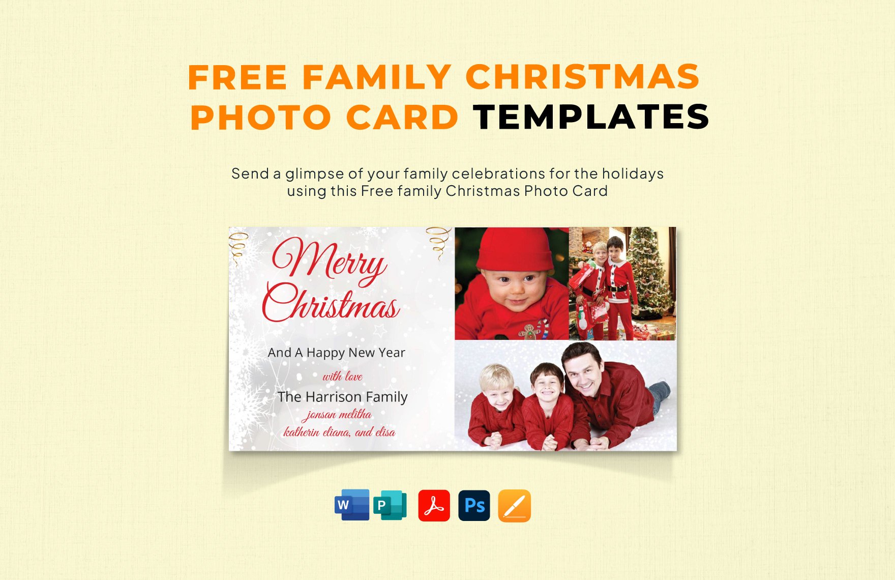 Family Christmas Photo Card Templates