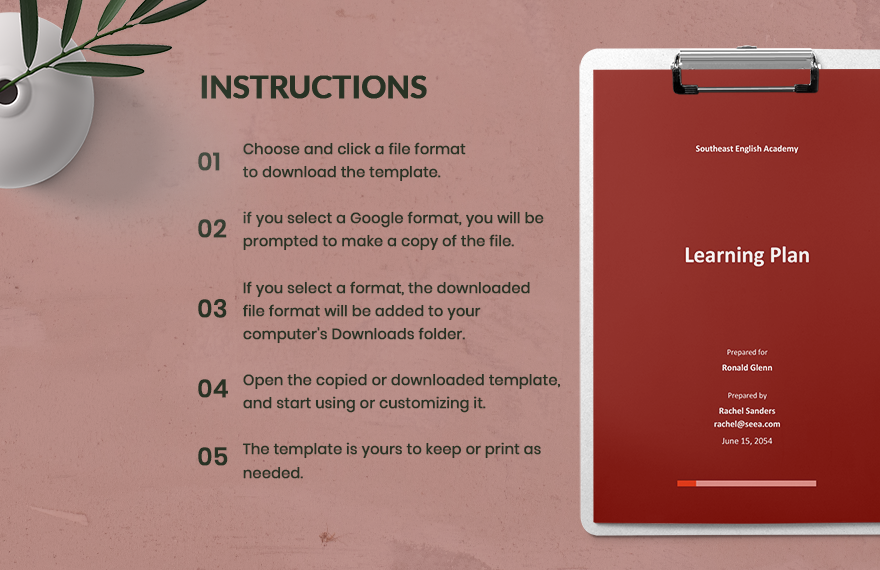 Simple Learning Plan Template