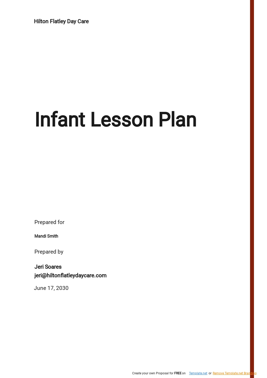 Free Sample Infant Lesson Plan Template