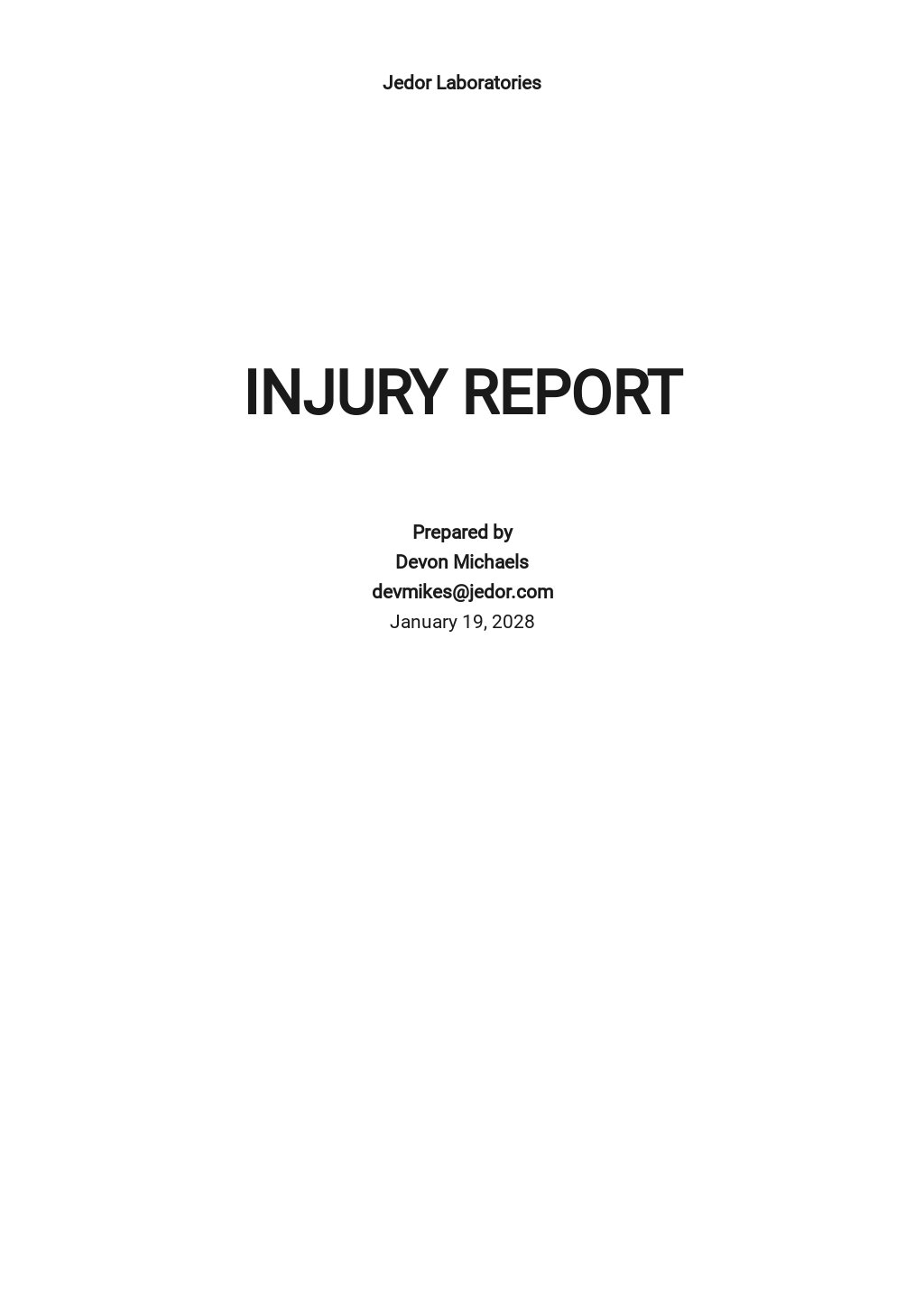 Injury Incident Report Form Template in Google Docs, Word Inside Incident Report Form Template Word