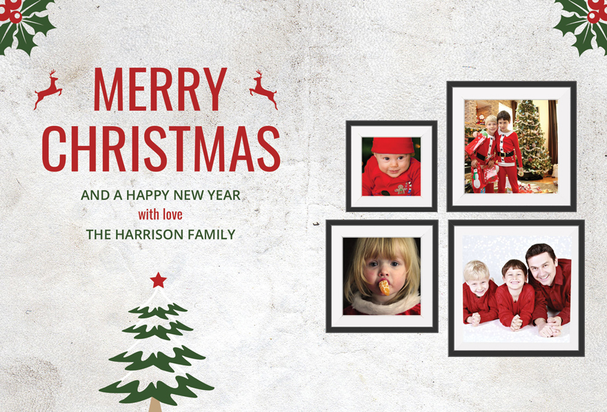 Vintage Christmas Family Photo Card Template in PSD, Pages, Publisher ...