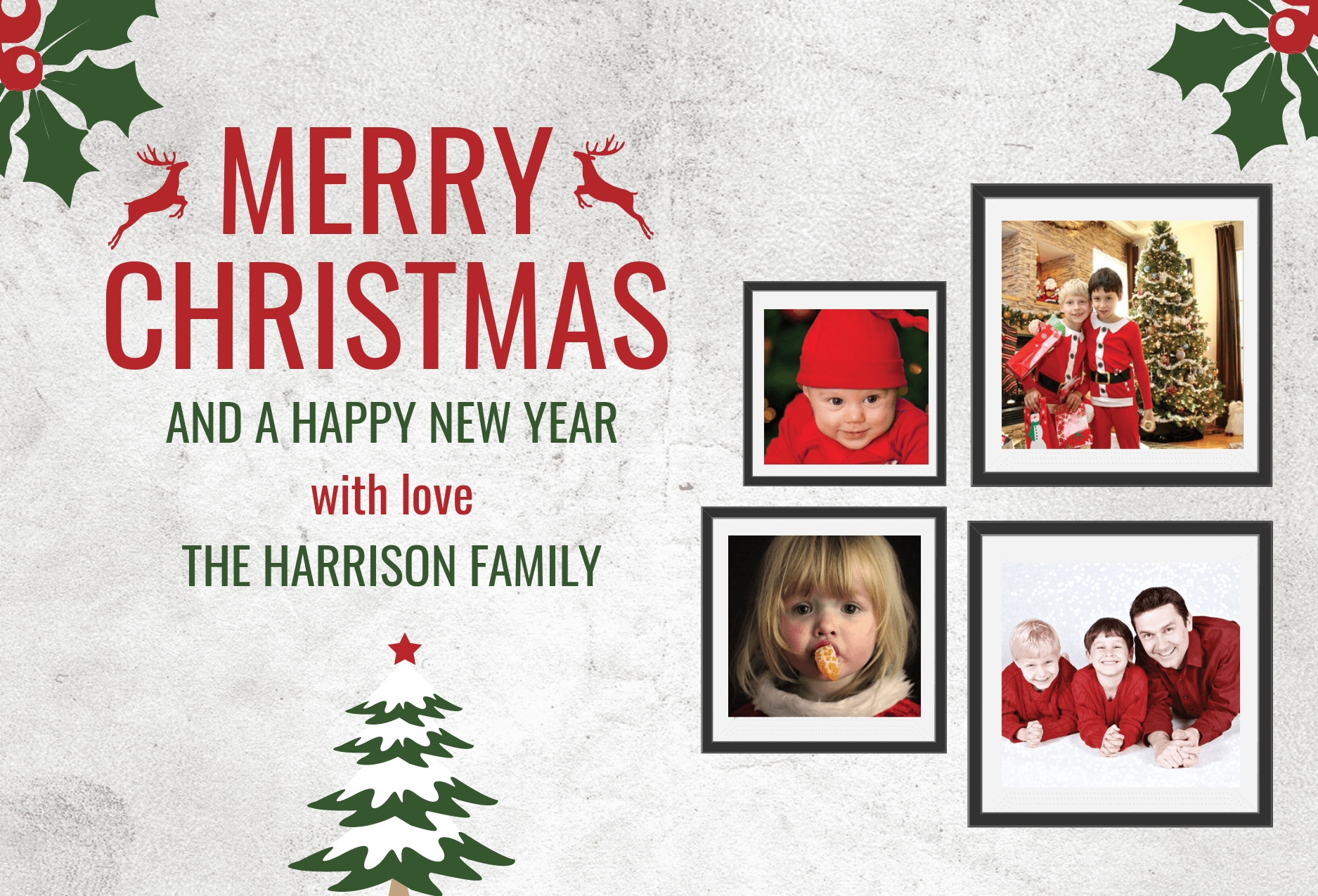 Vintage Christmas Family Photo Card Template