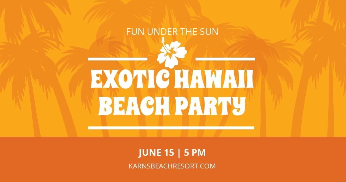 Free Hawaii Beach Party Facebook Post Template