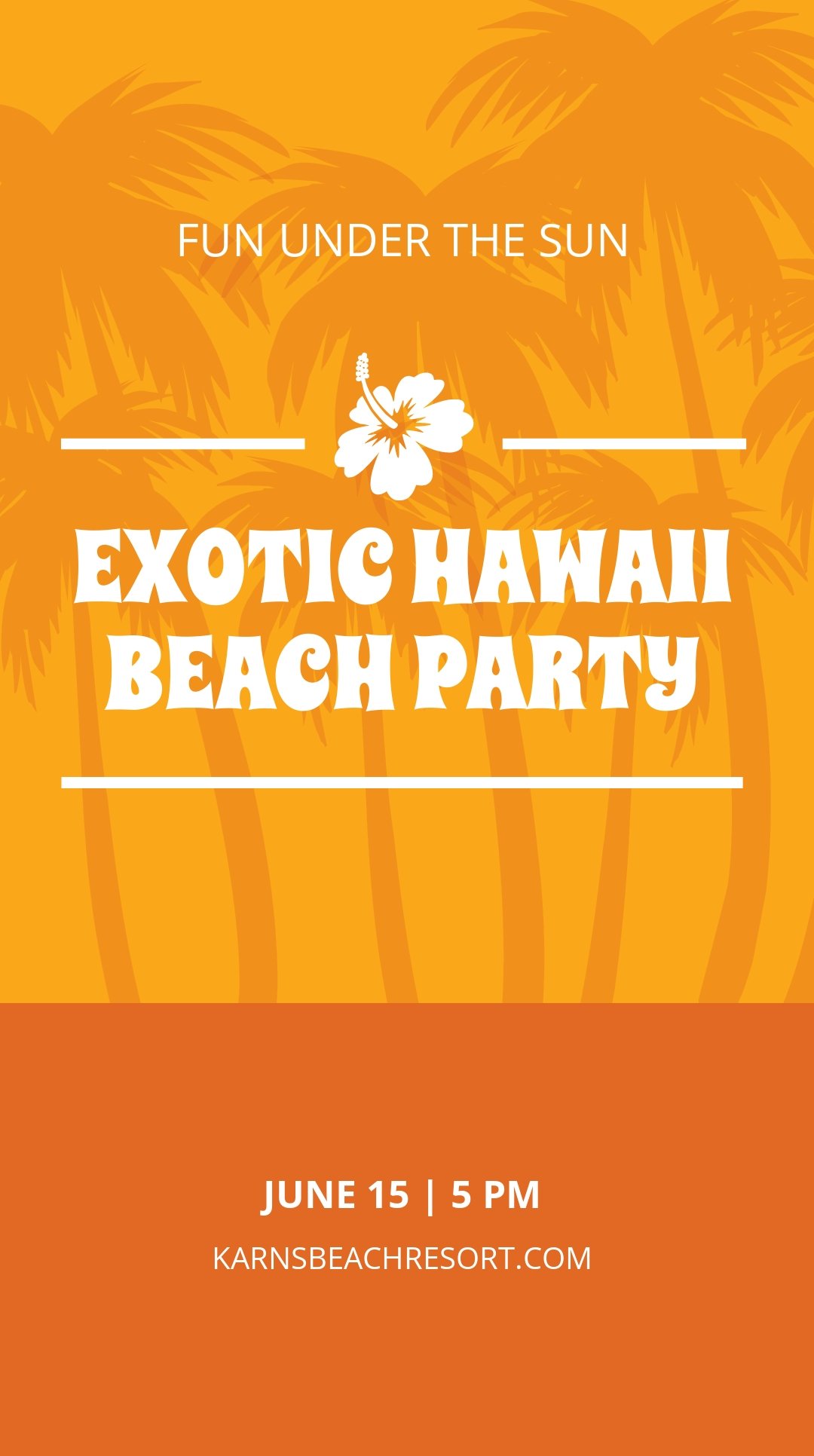 Free Hawaii Beach Party Whatsapp Post Template