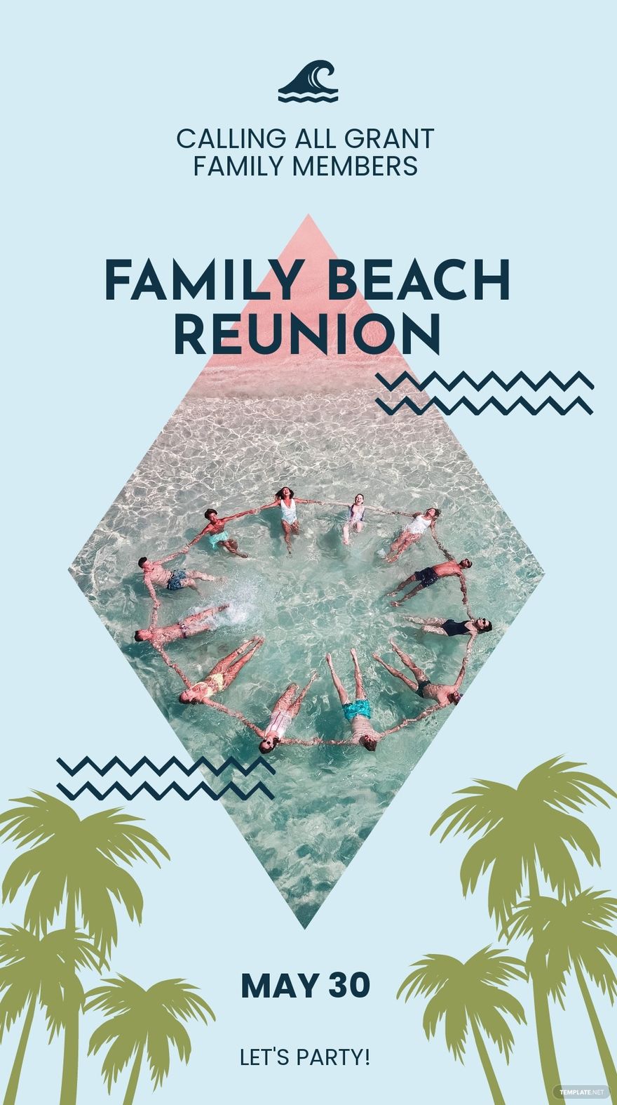 Free Family Beach Party Whatsapp Post Template