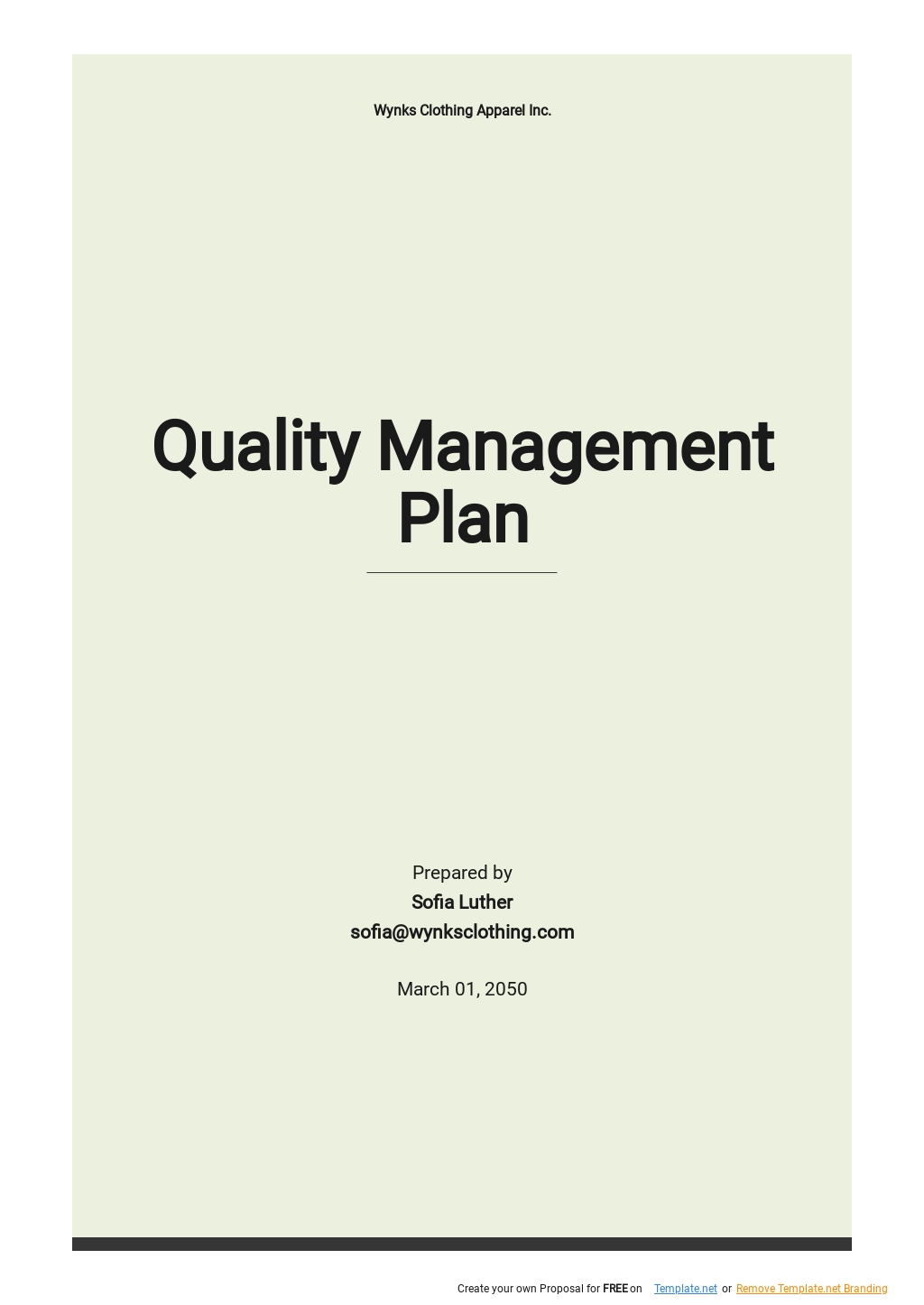 Quality Management Program Template