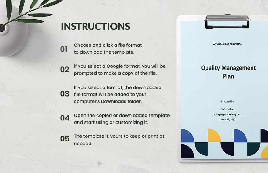 Sample Quality Management Plan Template