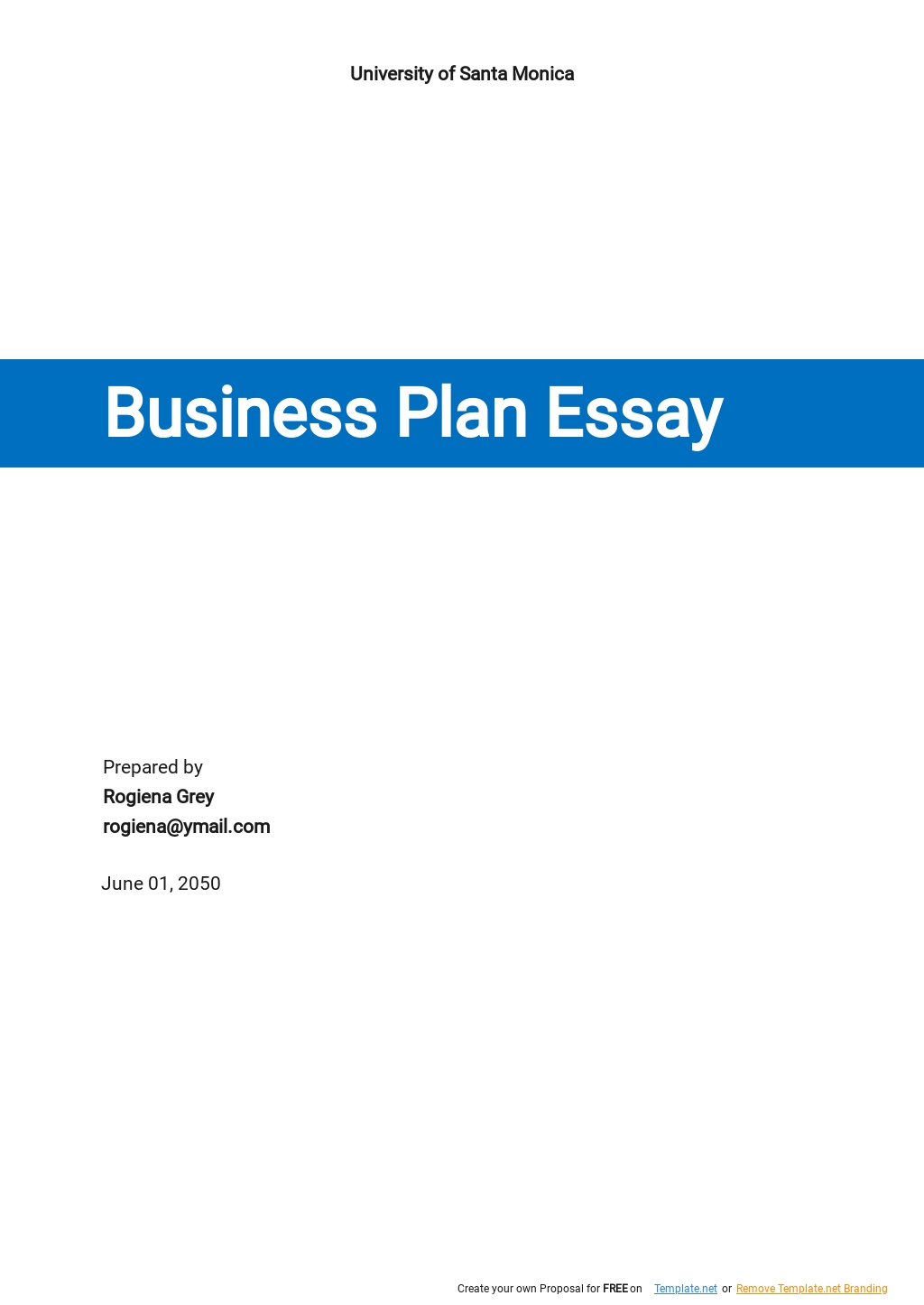 business plan example essay