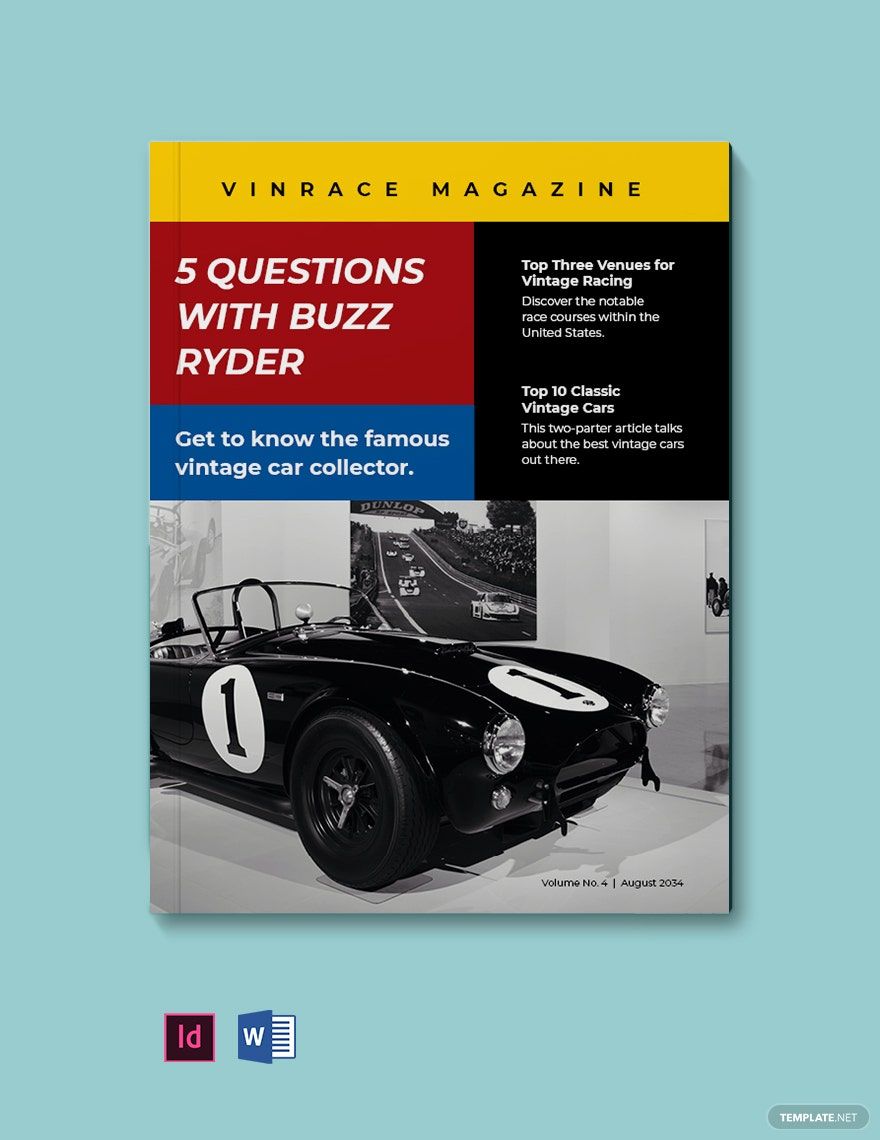Vintage Race Car Magazine Template