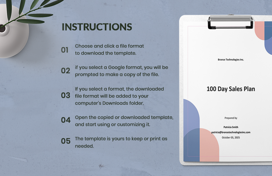 100 Day Sales Plan Template