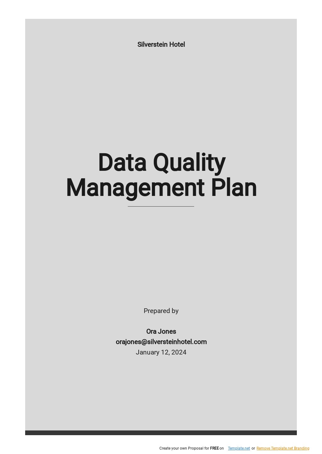Data Quality Management Plan Template