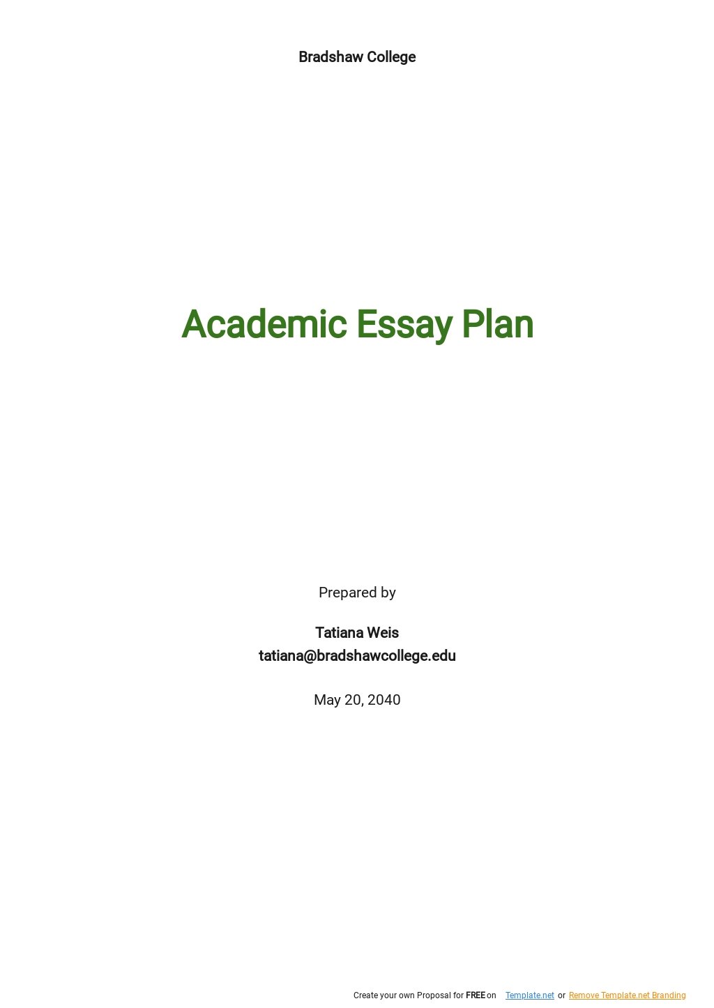 Academic Essay Plan Template Google Docs Word Apple Pages PDF