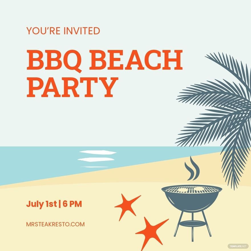 Bbq Beach Party Linkedin Post Template