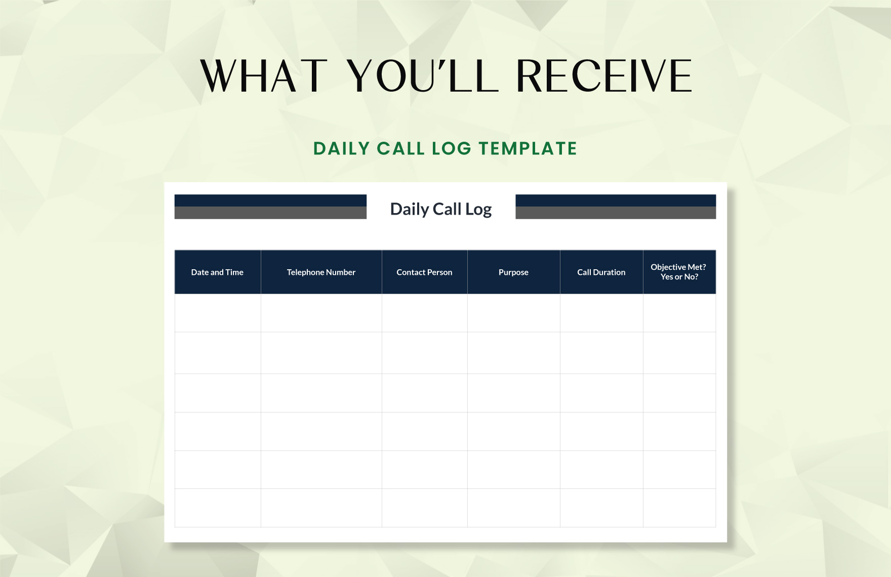 Daily Call Log Template