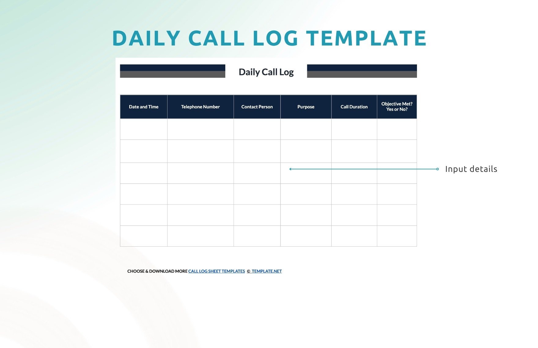 Daily Call Log Template