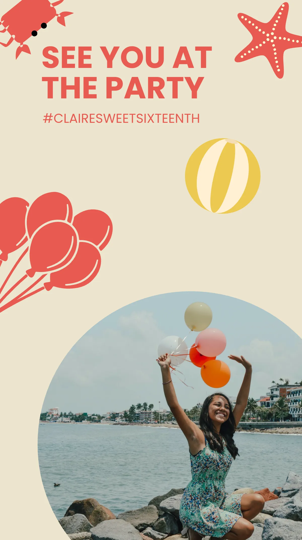 Free Birthday Beach Party Instagram Story Template to Edit Online