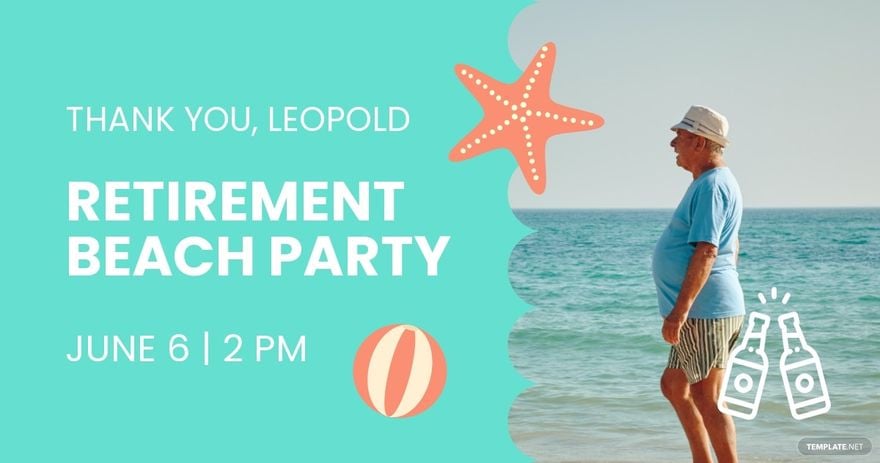 Free Retirement Beach Party Facebook Post Template