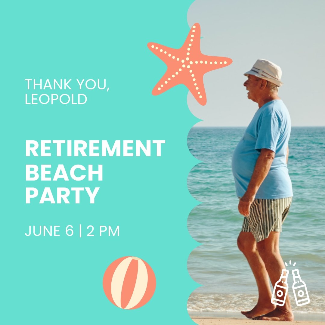 Free Retirement Beach Party Instagram Post Template