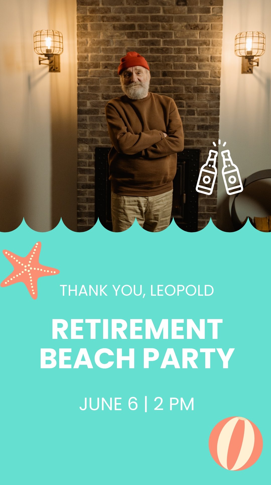 Retirement Beach Party Whatsapp Post Template