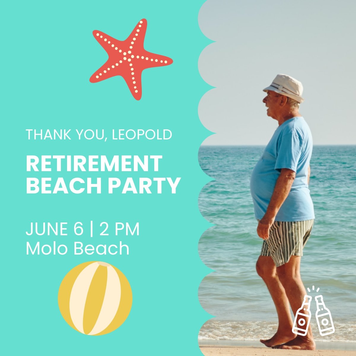 Retirement Beach Party Linkedin Post Template