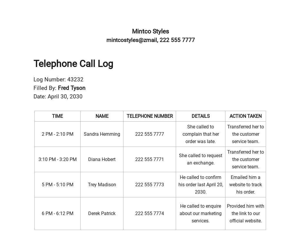 FREE Road Call Log Template PDF Word (DOC) Excel InDesign