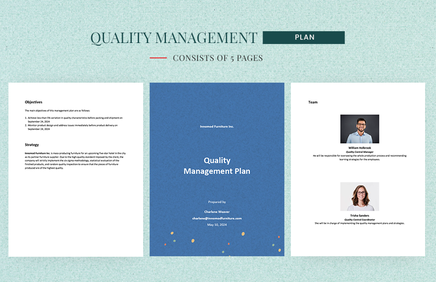 Quality Management Plan Template For Manufacturing