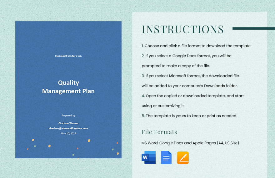 Quality Management Plan Template For Manufacturing