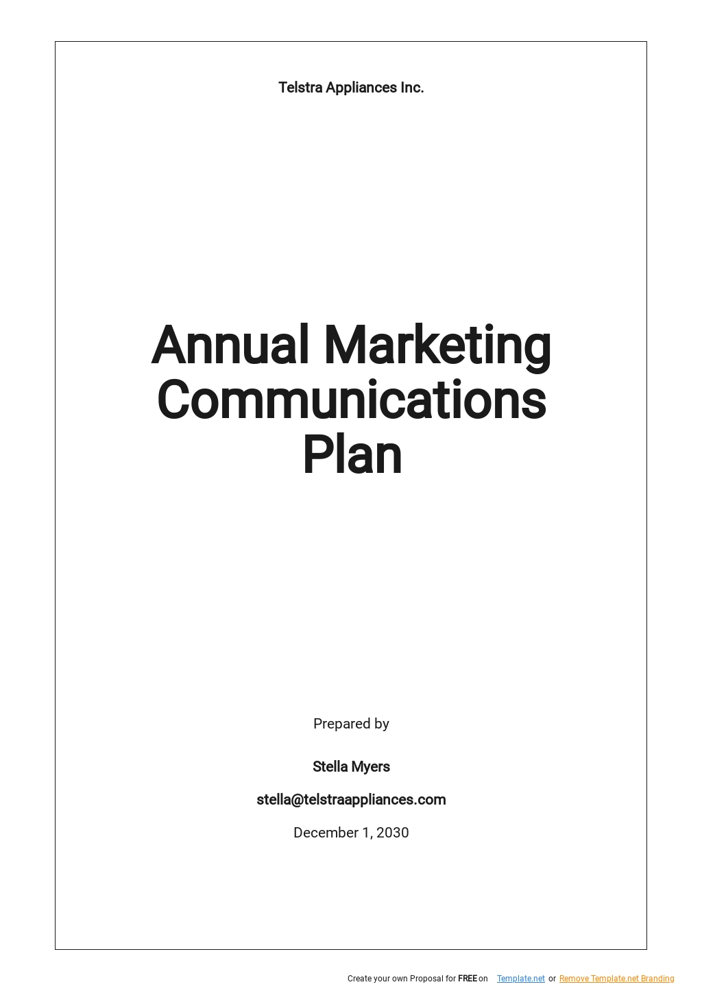 Annual Marketing Communications Plan Template