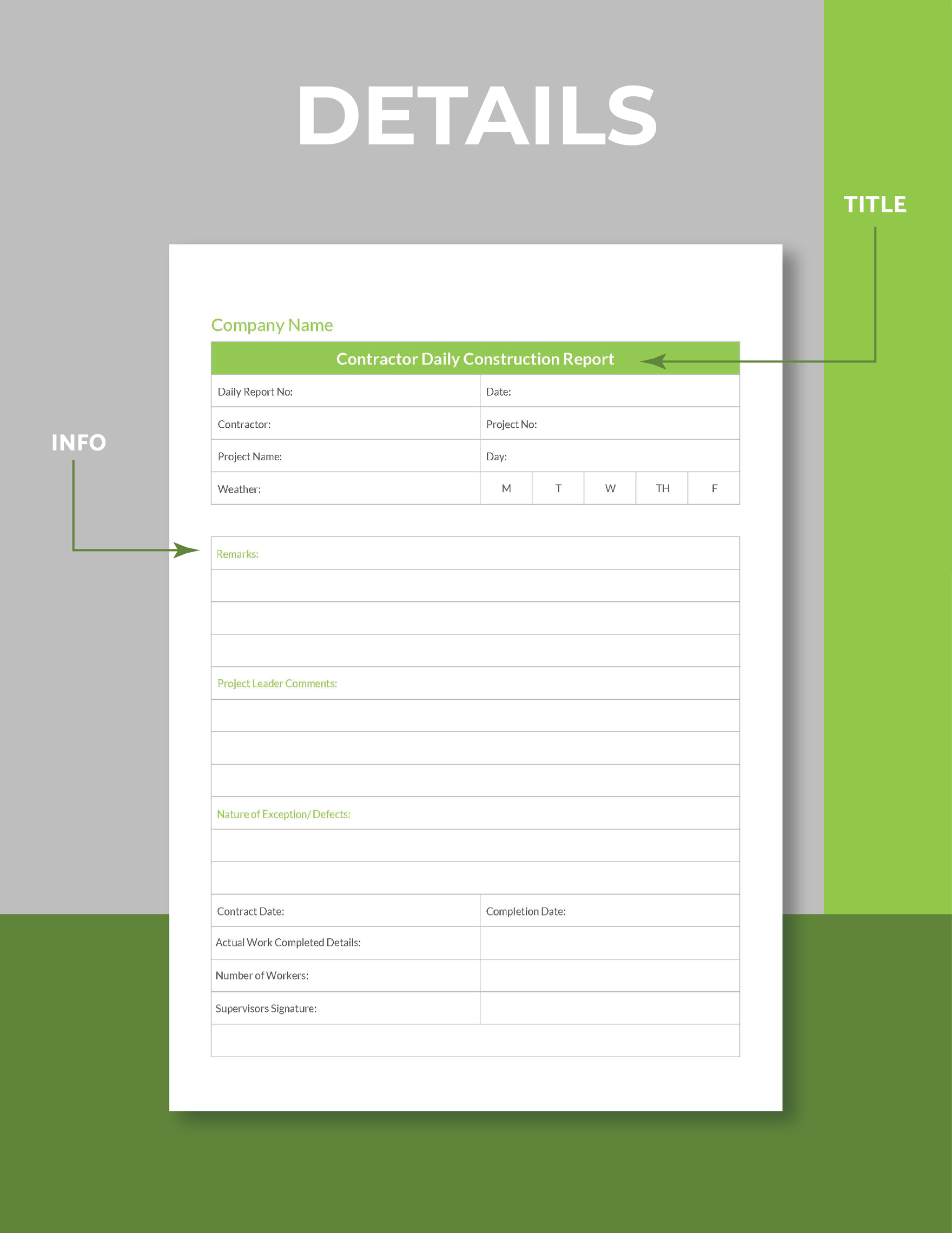 Contractor Daily Construction Report Template