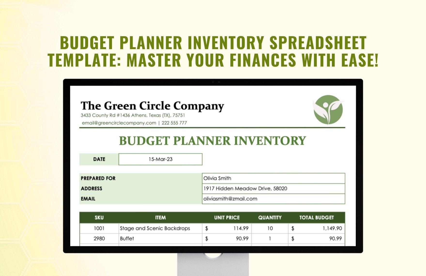 Budget Planner Inventory Spreadsheet Template
