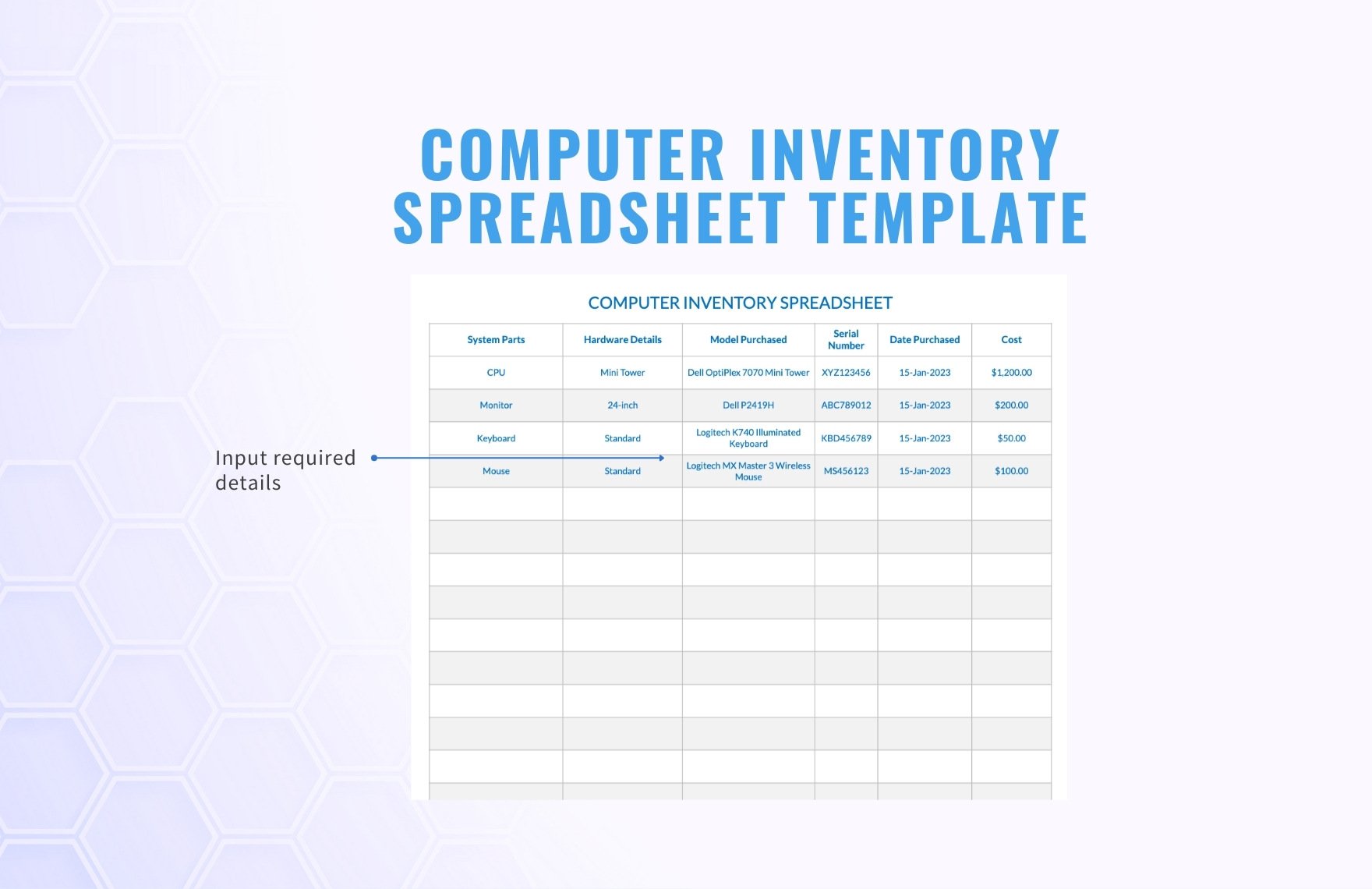 Computer Inventory Spreadsheet Template