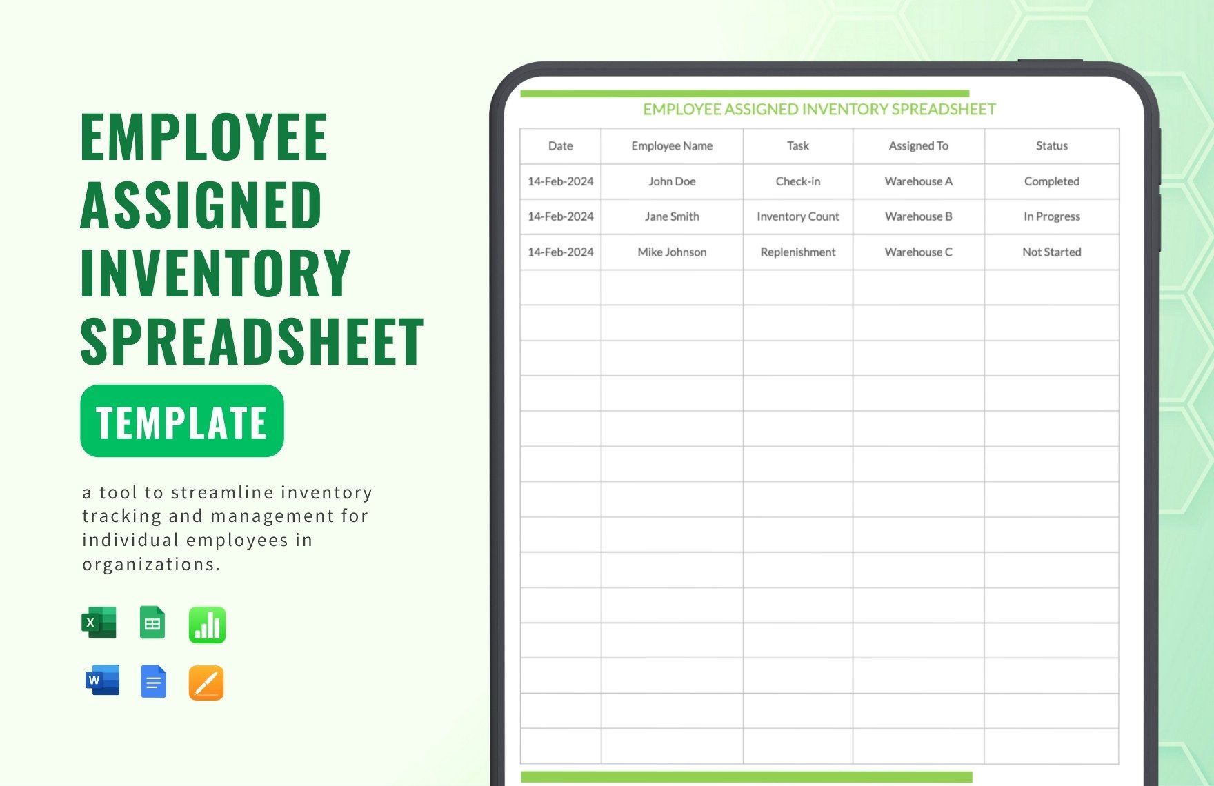 Employee Assigned Inventory Spreadsheet Template