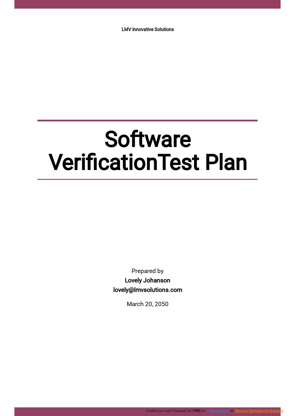 Software Verification Test Plan Template