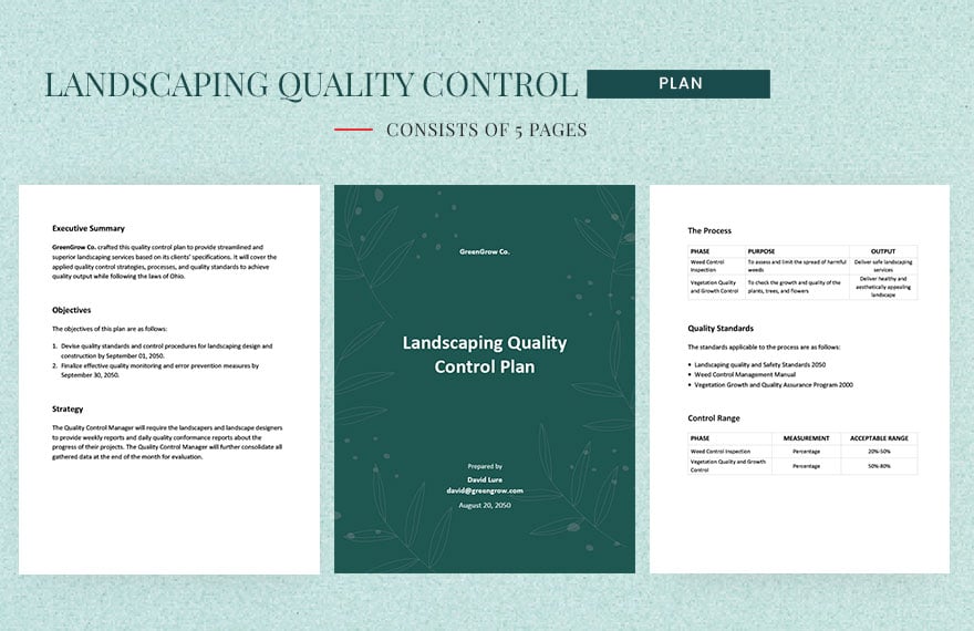 Landscaping Quality Control Plan Template