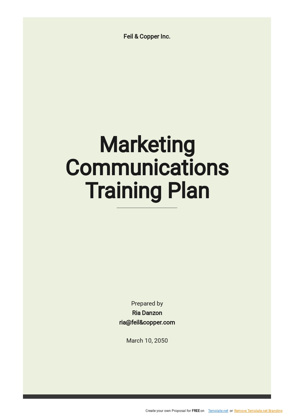 Free Marketing Communications Training Plan Template